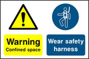 Warning Sign: Confined Space, Wear Safety Harness | Elevate Signs
