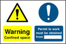 Warning Sign: Confined Space, Obtain Permit | Elevate Signs