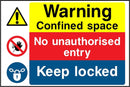 Warning Sign: Confined Space, Keep Locked | Elevate Signs