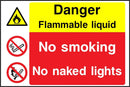 Danger Sign: Flammable Liquid, No Naked Lights | Elevate Signs