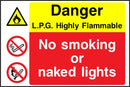 Danger Sign: LPG, No Smoking or Naked Lights | Elevate Signs
