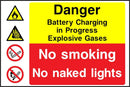 Danger Sign: Batteries Charging, Explosive Gases | Elevate Signs