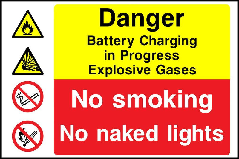 Danger Sign: Batteries Charging, Explosive Gases | Elevate Signs