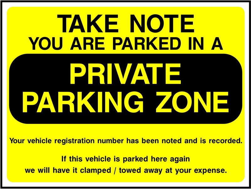 Take Note, Private Parking Zone Sign | Elevate Signs