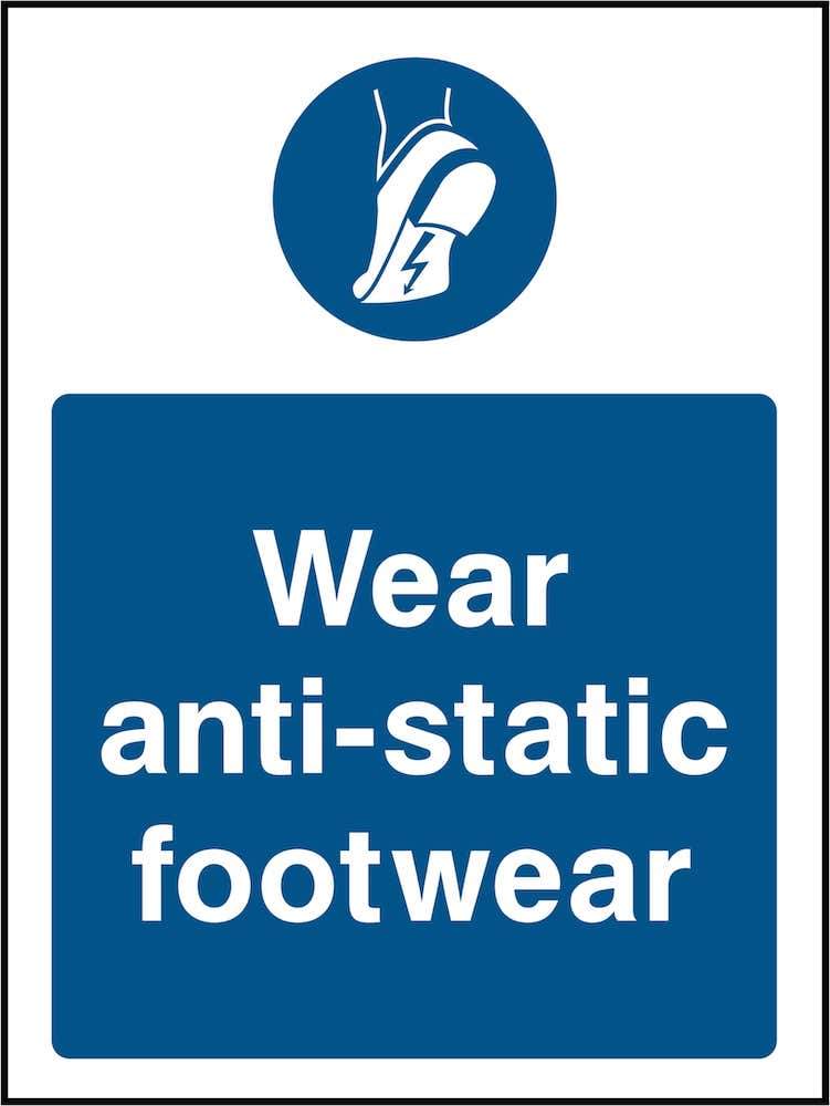 PPE Sign: Wear Anti-Static Footwear (Image) | Elevate Signs
