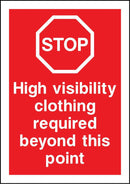 Stop Sign: High-Visibility Clothing Required Beyond Point | Elevate Signs
