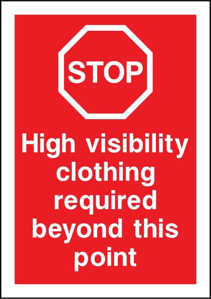 Stop Sign: High-Visibility Clothing Required Beyond Point | Elevate Signs