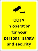 CCTV Sign: In Operation For Safety & Security