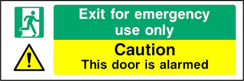Emergency Exit Sign: Door Is Alarmed