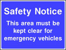 Site Traffic Sign: Keep Area Clear For Emergency Vehicles