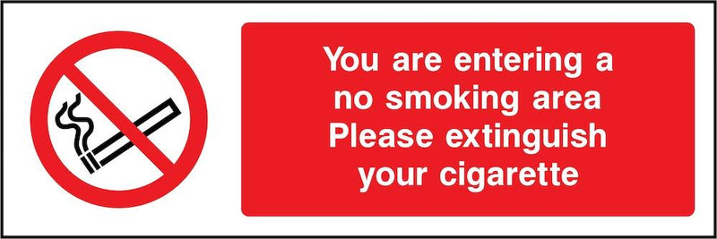 Entering No Smoking Area: Please Extinguish Cigarette Sign | Elevate Signs