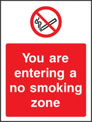 Entering No Smoking Zone Sign | Elevate Signs