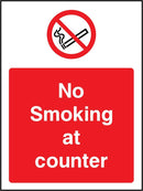 No Smoking At Counter Sign | Elevate Signs