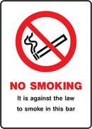No Smoking In Bar Sign | Elevate Signs