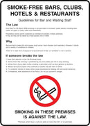 Smoke-Free Bars, Clubs, Hotels & Restaurants (Staff Guidelines) Sign | Elevate Signs
