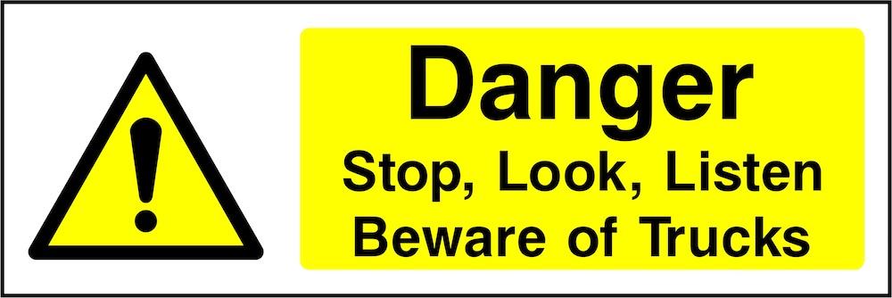 Danger Sign: Beware of Trucks | GQ Signs Ltd